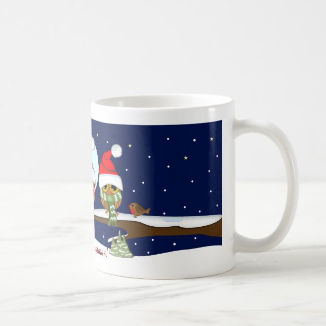 Taza Búhos con los gorras de Santa y bufandas de (Derecha)