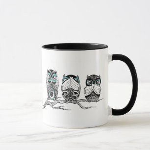 Taza Búhos No Escuchan Ven Hablan Ningún Mal