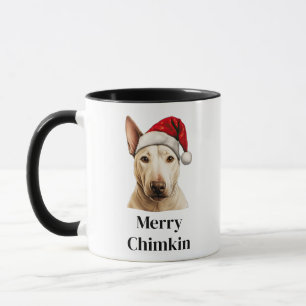 Taza Bull Terrier perro sombrero de Santa Navidad