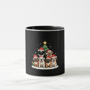 Taza Bulldog Árbol de Navidad Santa Hat Puppy Amantes