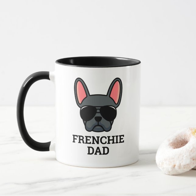 Taza Bulldog azul francés perro negro (Con donut)