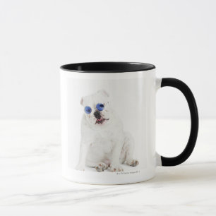 Taza Bulldog blanco con las sombras teñidas azul