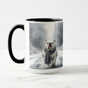 Taza Bulldog blanco inglés Feliz Navidad Mug humano