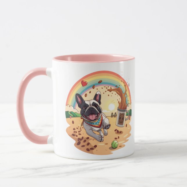 Taza Bulldog Francés Alegre y Salpicadura de Café – Pat (Izquierda)