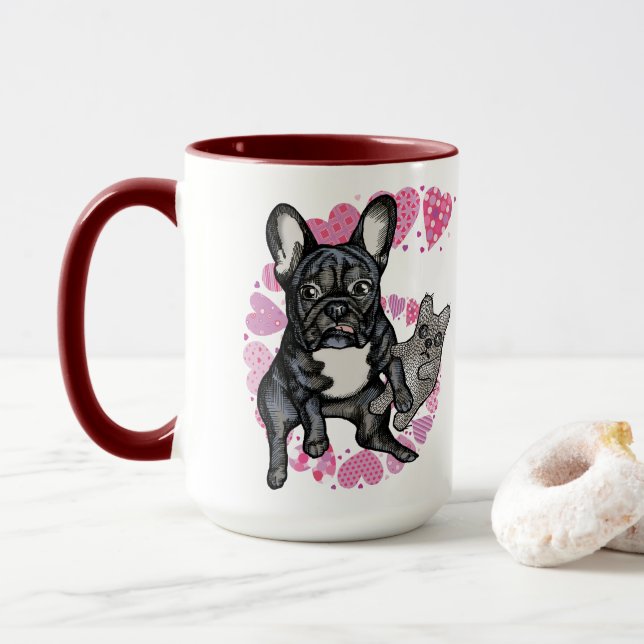 Taza Bulldog francés amor cachorro (Con donut)