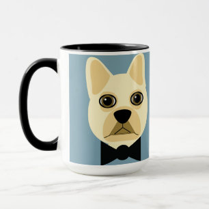 Taza Bulldog francés con azul bowtie