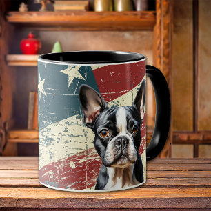 Taza Bulldog francés con bandera de Estados Unidos Grun