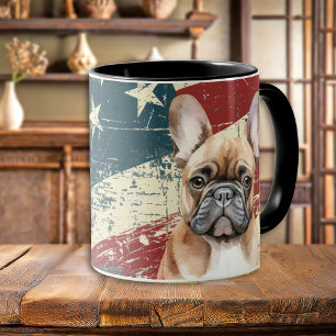 Taza Bulldog francés con bandera de Estados Unidos Grun