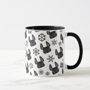 Taza Bulldog francés de invierno negro de marioneta