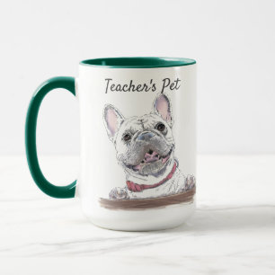 Taza Bulldog francés: dibujo de perro feliz personaliza