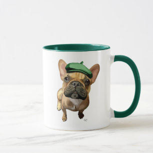 Taza Bulldog francés marrón con Gorra verde 2