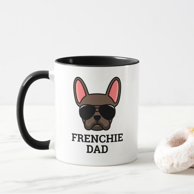 Taza Bulldog francés marrón perro negro (Con donut)