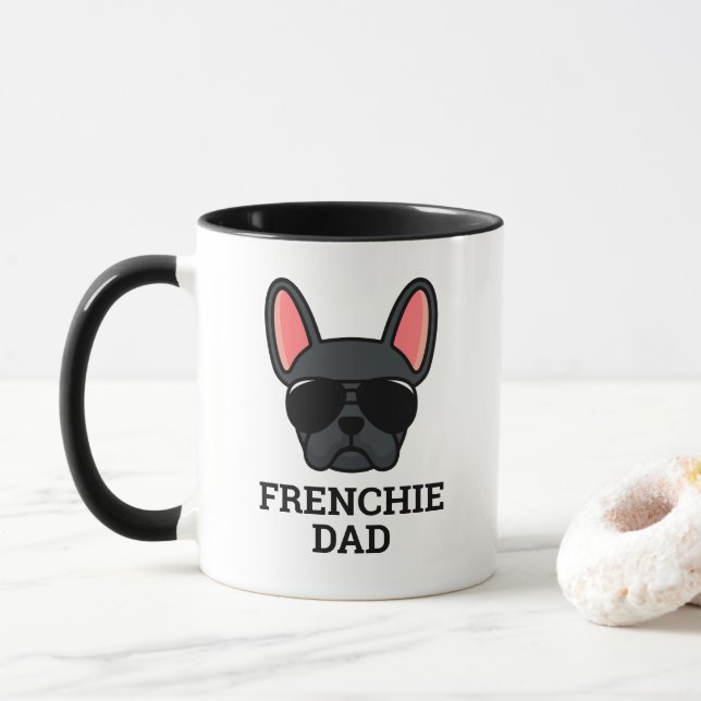 Taza Bulldog francés negro perro negro papá mug (Con donut)