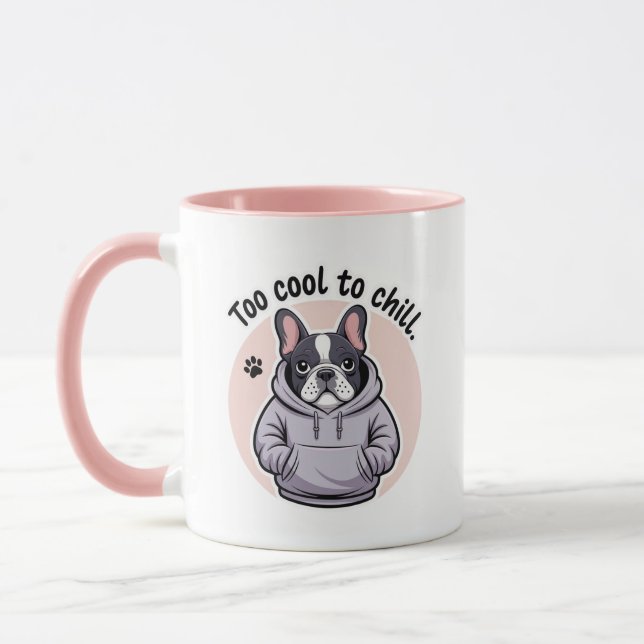 Taza bulldog francés personalizado con capucha (Izquierda)