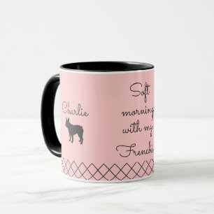 Taza Bulldog Francés Personalizado Pastel Rosa con Nomb