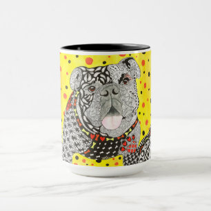 Taza Bulldog inglés dulce y colorido