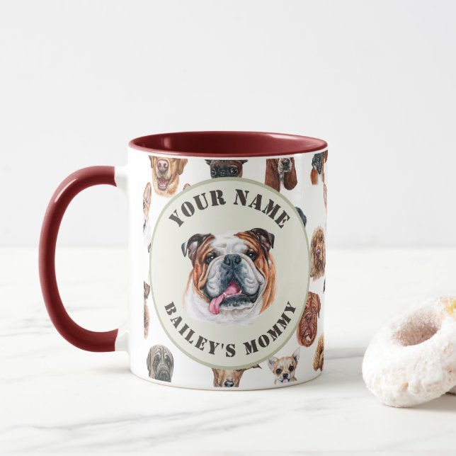 Taza Bulldog inglés y amigos música personalizada (Con donut)