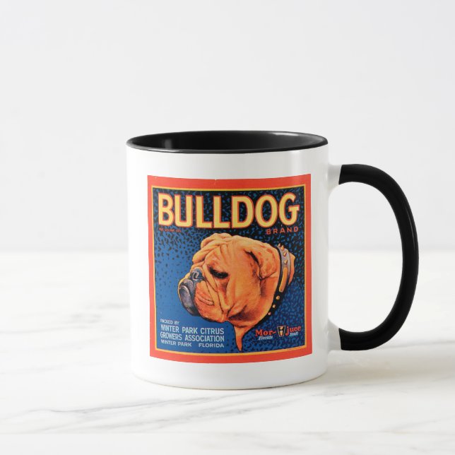Taza Bulldog sobre un fondo azul (Derecha)