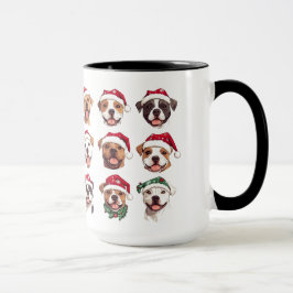 Taza Bulldoges de foso feliz en Gorras Navidades