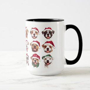 Taza Bulldoges de foso feliz en Gorras Navidades