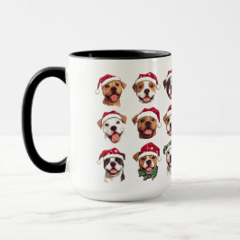 Taza Bulldoges de foso feliz en Gorras Navidades