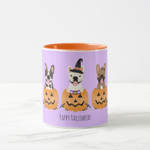 Taza Bulldoges franceses felices Halloween