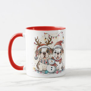 Taza Bulldoges ingleses navidades