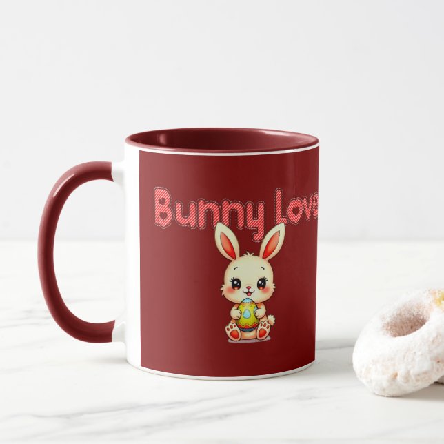Taza Bunny Love – Cute Easter Bunny Design - caneca (Con donut)