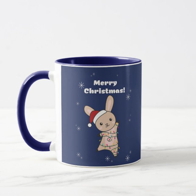 Taza Bunny Merry Christmas Winter Animals Rabbits Coffe (Izquierda)
