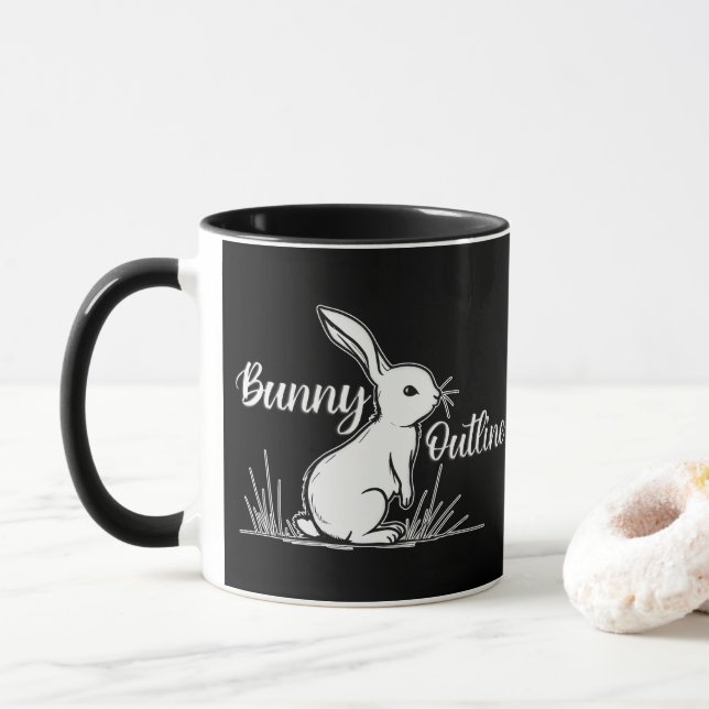 Taza Bunny Sketch – Hand Drawn Rabbit - caneca (Con donut)