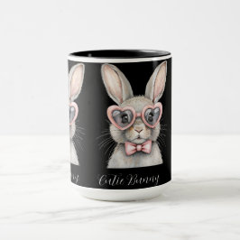Taza Bunny with Heart Glasses Mug | Cute Animal Coffee 