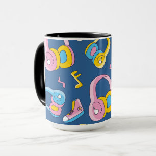 Taza Bunter Musikmix en rosa, blau, gelb