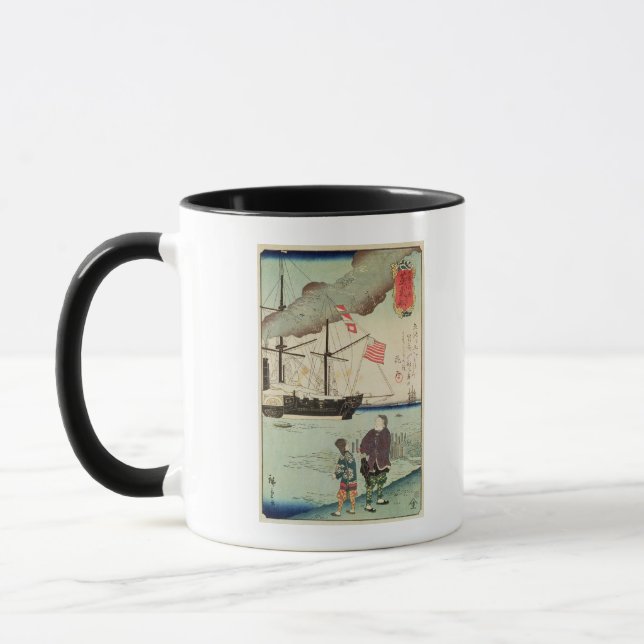 Taza Buque de guerra americano en un puerto japonés (Izquierda)