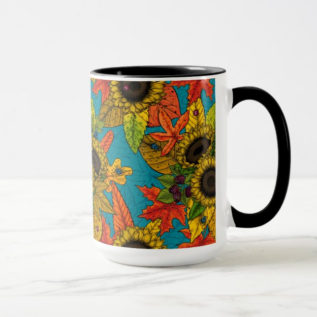 Taza Buqué de otoño en azul (Derecha)