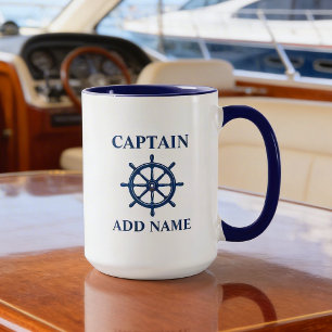 Taza Buques Helm & Captain or Boat Name Large