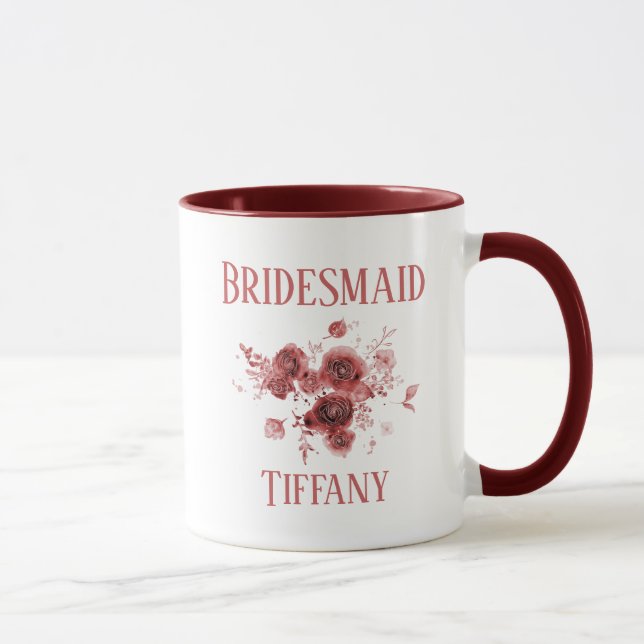 Taza Burgundy Floral Bridesmaid  (Derecha)