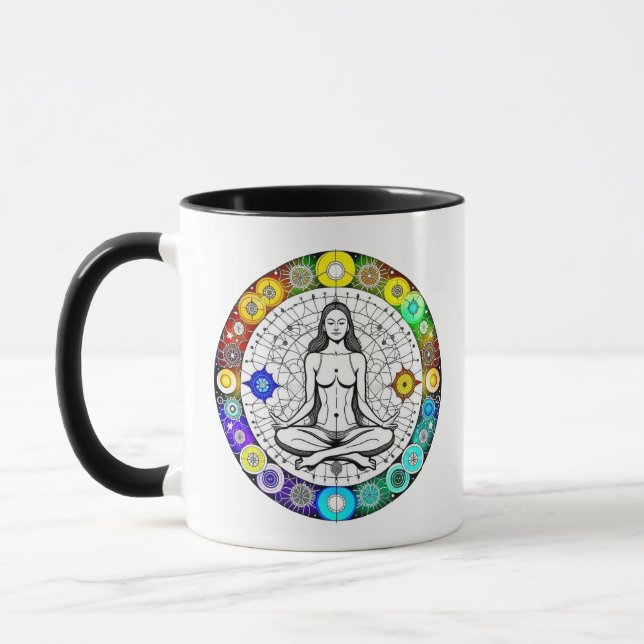 Taza Buscar la serenidad Meditación Yoga Espiritual (Izquierda)