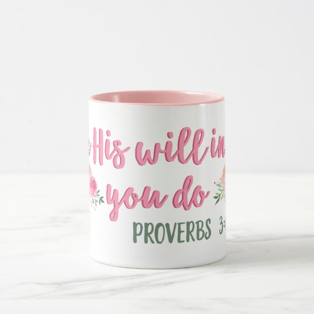 Taza Buscar su voluntad en todo lo que haces proverbio  (Centro)
