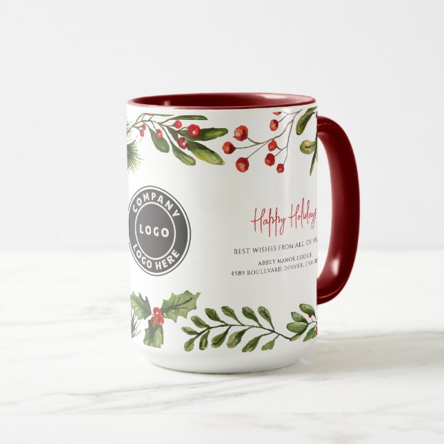 Taza Business Logo Happy Holidays Employees Christmas (Anverso derecho)