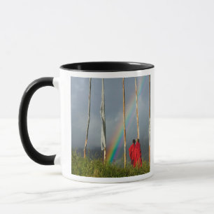 Taza Bután, pueblo de Gangtey, Arcoíris sobre dos monje