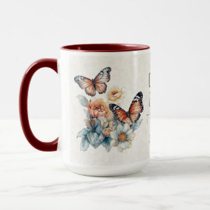Taza Butterfy de color de agua retro