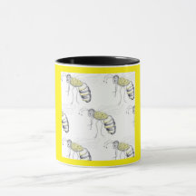 Buzzing with Style – Bee Illustration Ceramic Mug