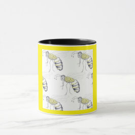 Taza Buzzing with Style – Bee Illustration Ceramic Mug
