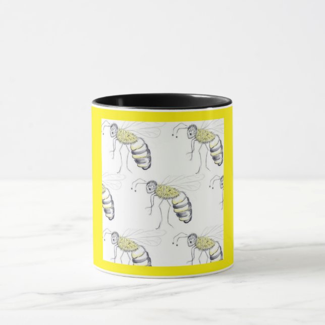 Taza Buzzing with Style – Bee Illustration Ceramic Mug (Centro)