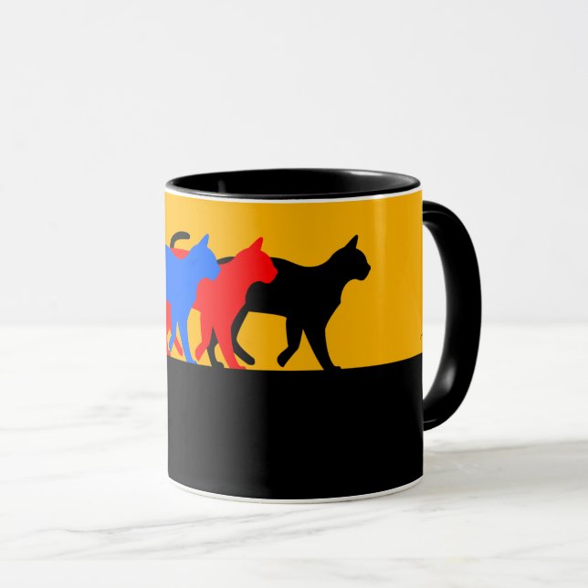 Taza C01 - Tasse mit 3 farbigen Katzen (Anverso derecho)