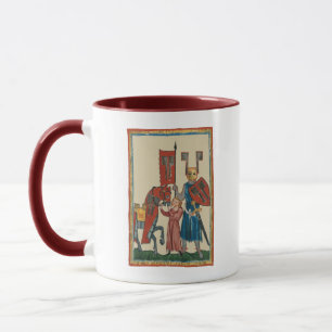 Taza Caballero y escudero, arte medieval del siglo XIV
