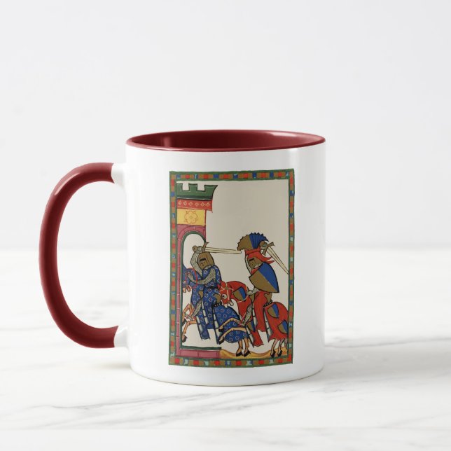 Taza Caballeros asaltando el castillo, siglo XIV (Izquierda)