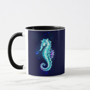 Taza caballito de mar de hielo de cristal sobre fondo a