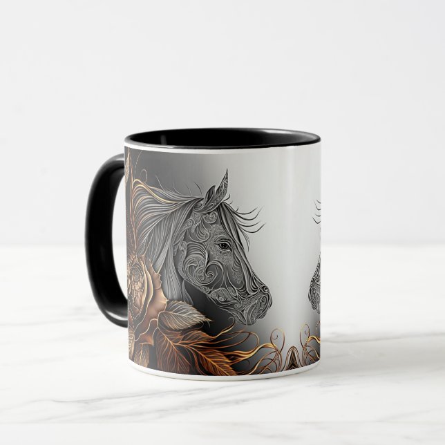 Taza Caballo #01 - Estilo de cobre y tinta (Anverso izquierdo)