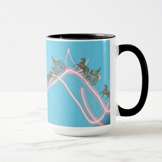 Taza Caballo 1870 de la fantasía y cielo de neón